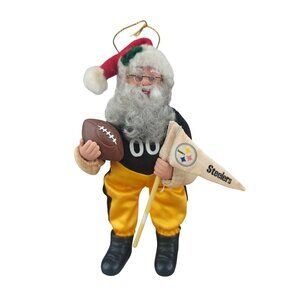 Vintage Pittsburgh Steelers Santa Football Ornament Holiday Creations 2000